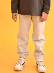 Anthrilo Boys Grey Relaxed Mid-Rise Fleece Joggers