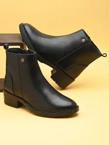 The Roadster Lifestyle Co. Women Black Mid Top Block Heeled Regular Boots