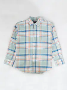 Gini and Jony Boys Tartan Checked Roll-Up Sleeves Cotton Casual Shirt