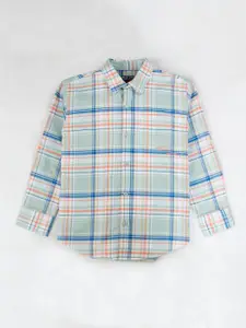 Gini and Jony Boys Tartan Checked Roll-Up Sleeves Cotton Casual Shirt