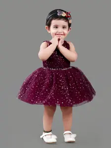 BAESD Girls Shoulder Straps Net & Cotton Fit & Flare Dress