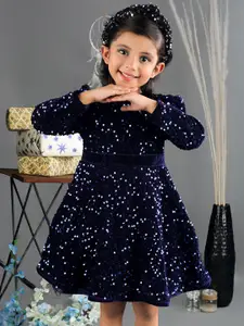 BAESD Embellished Velvet Fit & Flare Dress