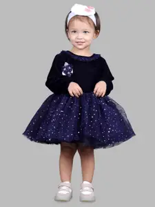 BAESD Girls Embellished Velvet Fit & Flare Dress