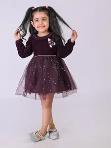 BAESD Girls Embellished Velvet Fit & Flare Dress
