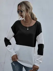 StyleCast Colourblocked Extended Sleeves Longline Top