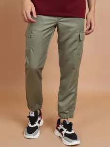 HIGHLANDER Men Olive Green Mid-Rise Cargo Style Joggers