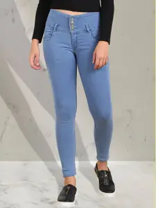 A-Okay Girls Slim Fit High-Rise Medium Shade Clean Look Stretchable Jeans