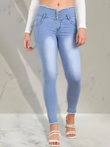 A-Okay Girls Slim Fit High-Rise Heavy Fade Clean Look Stretchable Jeans