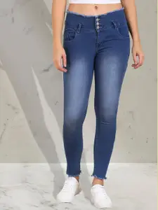 A-Okay Girls Slim Fit High-Rise Clean Look Light Fade Stretchable Jeans