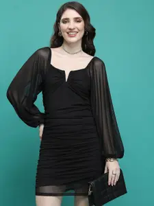 Tokyo Talkies Black Ruched Bodycon Mini Dress