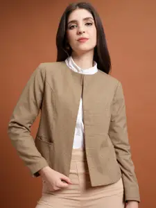 Tokyo Talkies Brown Checked Double Breasted Causal Blazer