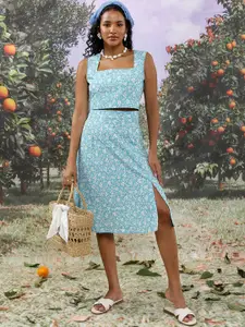 Tokyo Talkies Cut-Out Fitted Top With Skirt