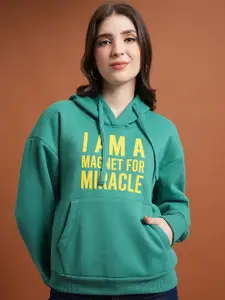 Tokyo Talkies Typography Printed Hooded Pullover Sweatshirt