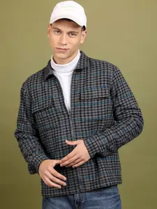 HIGHLANDER Checked Spread Collar Flap Pockets Detailed Tailored Jacket
