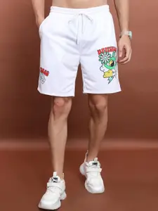 KETCH Men White Graphic Printed Slim Fit Shorts