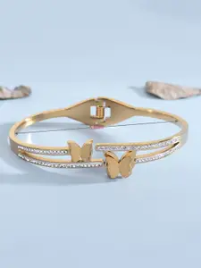 Designs & You Women Gold-Plated American Diamond Bangle-Style Bracelet