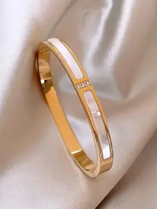 Designs & You Women Gold-Plated Mother of Pearl Bangle-Style Bracelet