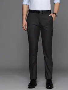 Raymond Men Mid-Rise Slim Fit Checked Formal Trousers