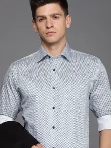 Raymond Pure Cotton Slim Fit Geometric Printed Formal Shirt