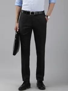 Park Avenue Men Mid Rise Self Design Textured Slim Fit Formal Trousers