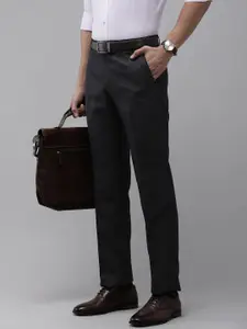 Park Avenue Men Textured Smart Fit Low-Rise Formal Trousers