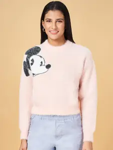 Honey by Pantaloons Mickey Mouse Self Design Long Sleeves Pullover