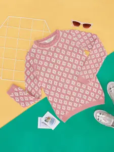 Pantaloons Junior Girls Geometric Printed Long Sleeves Acrylic Pullover