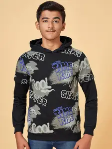 Coolsters by Pantaloons Boys Typgraphy Printed Hooded Cotton Pullover