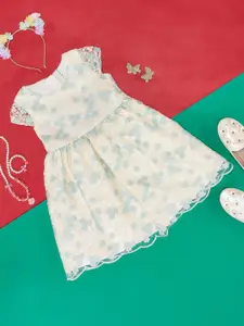 Pantaloons Junior Girls Floral Embroidered Cotton Fit & Flare Dress