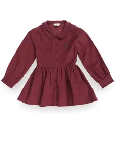 U.S. Polo Assn. Kids Girls Peter Pan Collar Pure Cotton Corduroy Fit And Flare Dress