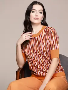 Label Ritu Kumar Chevron Printed Acrylic Pullover