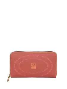 EUME Women Bandwind Brand Logo Printed Vegan Leather Zip Around Wallet