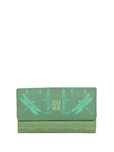 EUME Women Fire Fly Printed Vegan Leather Zip Around Wallet