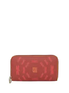 EUME Women Shaffron Wing Printed Vegan Leather Zip Around Wallet