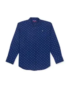 Gini and Jony Boys Geometric Printed Mandarin Collar Regular Fit Cotton Casual Shirt