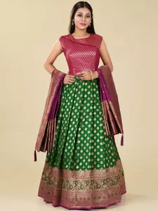 ODETTE Floral Self Design Silk Gown Ethnic Dresses With Dupatta