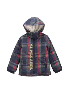 U.S. Polo Assn. Kids Boys Checked Hooded Puffer Jacket