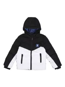 U.S. Polo Assn. Kids Boys Colourblocked Hooded Puffer Jacket