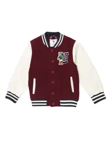 U.S. Polo Assn. Kids Boys Colourblocked Mandarin Collar Varsity Jacket