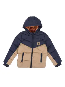 U.S. Polo Assn. Kids Boys Colourblocked Hooded Padded Jacket