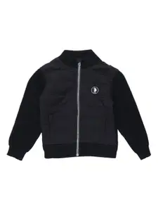 U.S. Polo Assn. Kids Boys High Neck Knitted Pure Cotton Bomber Jacket