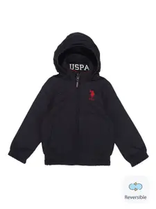 U.S. Polo Assn. Kids Boys Hooded Reversible Bomber Jacket