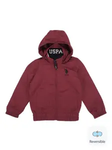 U.S. Polo Assn. Kids Boys Hooded Outdoor Reversible Jacket