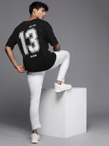 HRX by Hrithik Roshan Men Printed Drop-Shoulder Sleeves Pure Cotton Oversized T-shirt