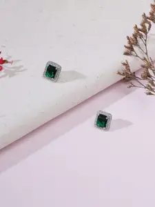 Ruby Raang Silver-Plated Studded Contemporary Studs