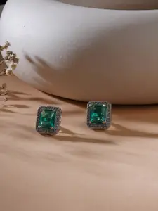 Ruby Raang Silver-Plated Contemporary Studs Earrings