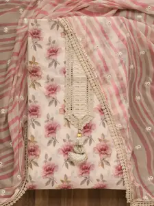 Koskii Floral Printed Pure Cotton Unstitched Dress Material