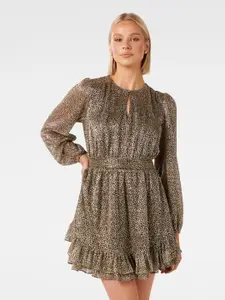 Forever New Floral Printed Ruffles Fit & Flare Mini Dress