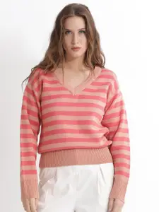 RAREISM Striped V-Neck Pullover