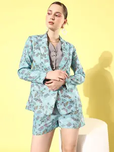 QUIERO Women Floral Printed Blazer with Short